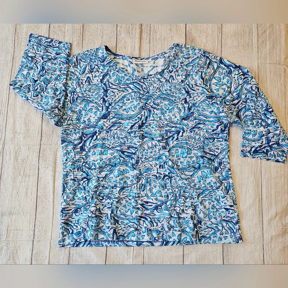 Patchington Top Size Large Resortwear Blue Hearts Art To Wear Wearable Art - Picture 8 of 10